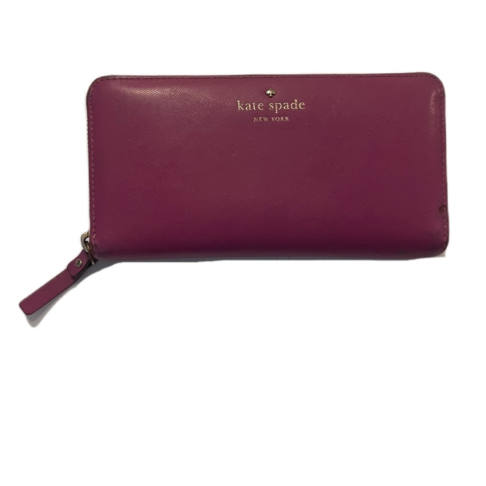 KATE SPADE ♠️ Pebbled Leather Large Zip Wallet Mauve